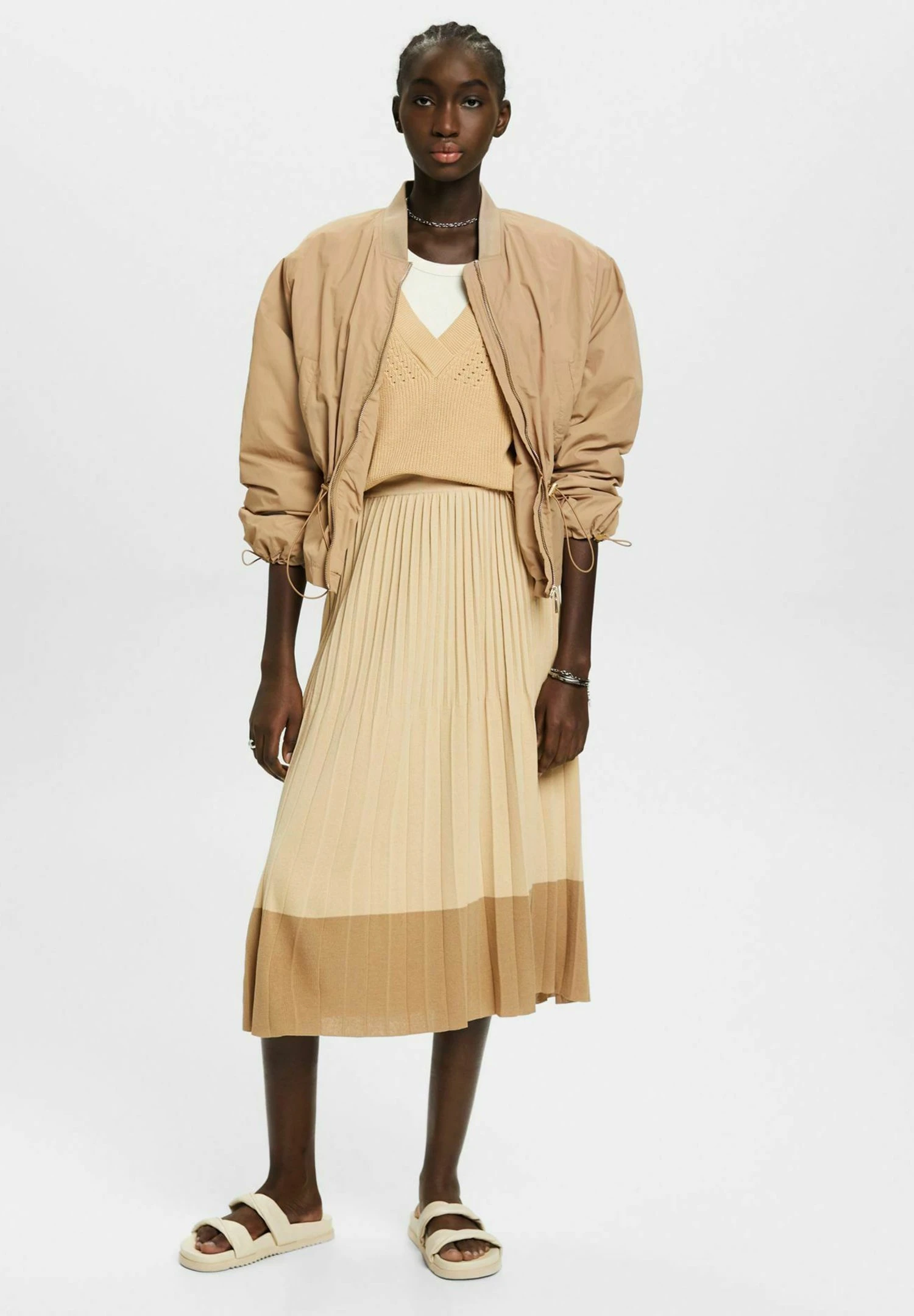 ESPRIT Plissierter- A-Lijn Rok - Light Beige 2 ESPRIT Plissierter- A-Lijn Rok - Light Beige - Afbeelding 2