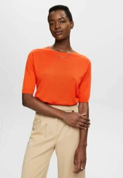 ESPRIT Sus Li Blend Te - T-Shirt Basic - Orange Red New