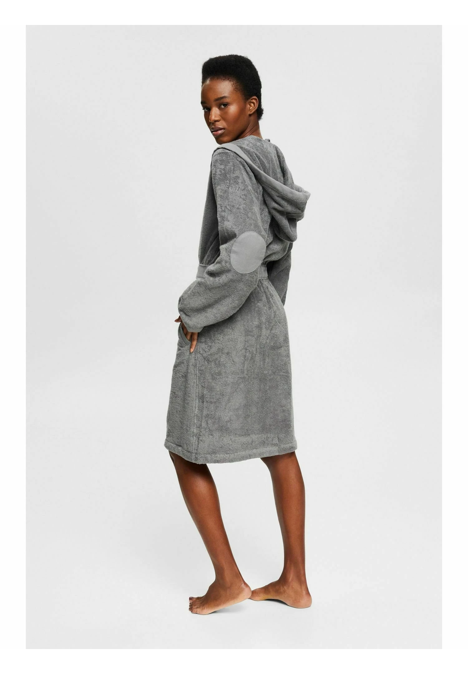 ESPRIT Mit Fixiertem Bindegürtel - Badjas - Anthracite 3 ESPRIT Mit Fixiertem Bindegürtel - Badjas - Anthracite - Afbeelding 3