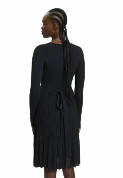 ESPRIT Plissiertes Wickel Mit Langen Ärmeln - Gebreide Jurk - Black -Esprit d6502feddd1d42fd8cceb1fd8ed1b795