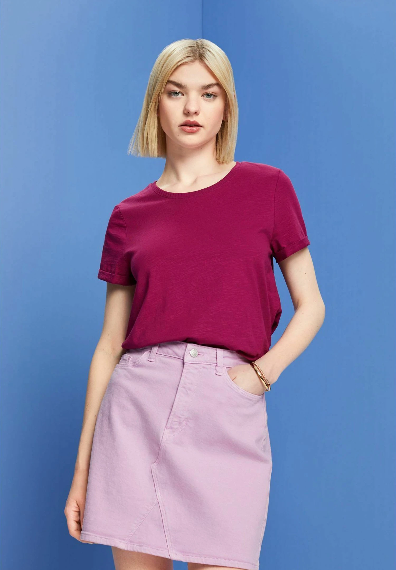 ESPRIT T-Shirt Basic - Dark Pink 4 ESPRIT T-Shirt Basic - Dark Pink - Afbeelding 4