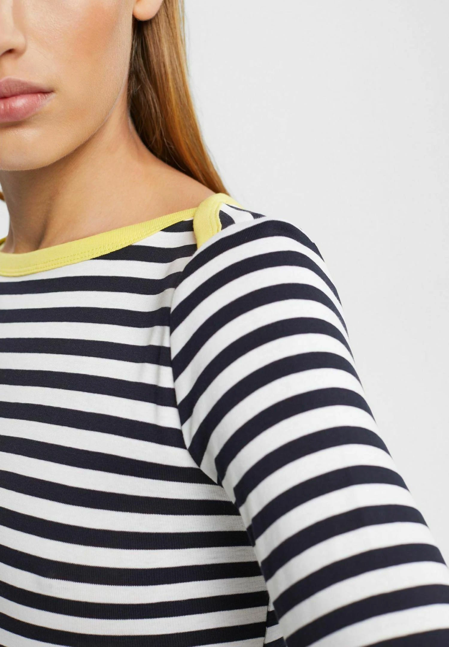 Edc By Esprit Full Needle Striped 3/4 Sleeve Tee - Longsleeve - Navy Blue 4 Edc By Esprit Full Needle Striped 3/4 Sleeve Tee - Longsleeve - Navy Blue - Afbeelding 4