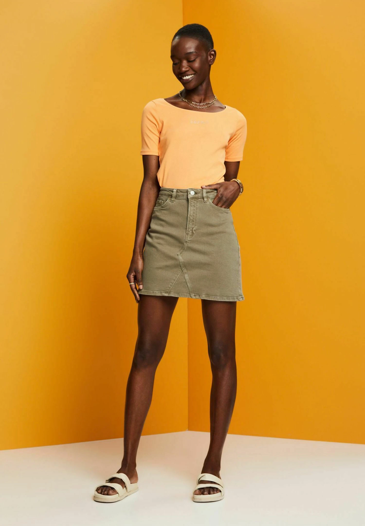 Edc By Esprit Minirok - Khaki Green 4 Edc By Esprit Minirok - Khaki Green - Afbeelding 4