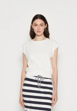 Edc By Esprit Bubble Hem - T-Shirt Print - Off White