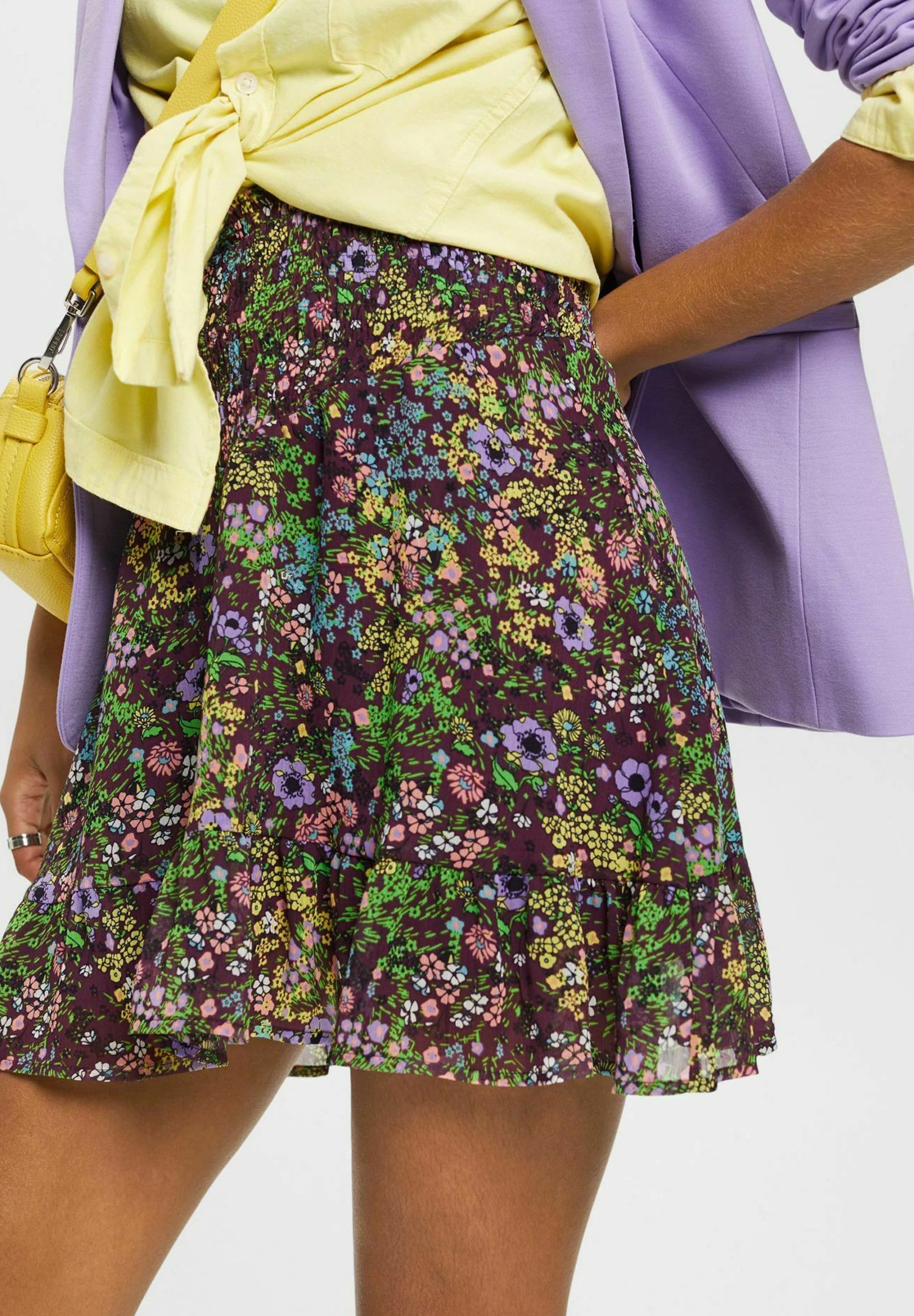 Edc By Esprit Mit Blumenmuster - A-Lijn Rok - Dark Purple 5 Edc By Esprit Mit Blumenmuster - A-Lijn Rok - Dark Purple - Afbeelding 5