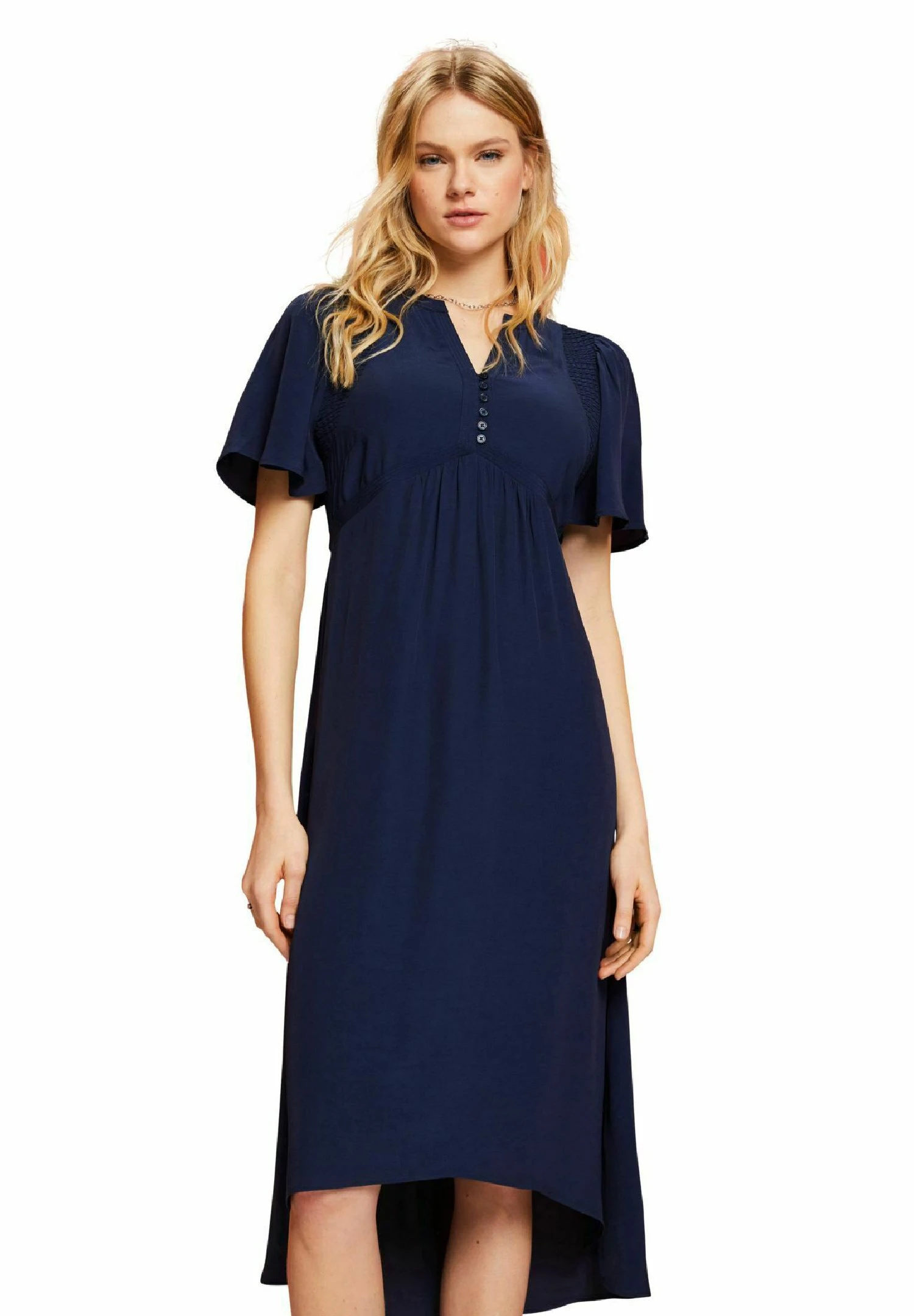ESPRIT Midi Mit Fixiertem Bindegürtel - Jurk - Navy 1 ESPRIT Midi Mit Fixiertem Bindegürtel - Jurk - Navy