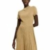 ESPRIT Mit Plisseefalten Und Stehkragen - Gebreide Jurk - Khaki Beige