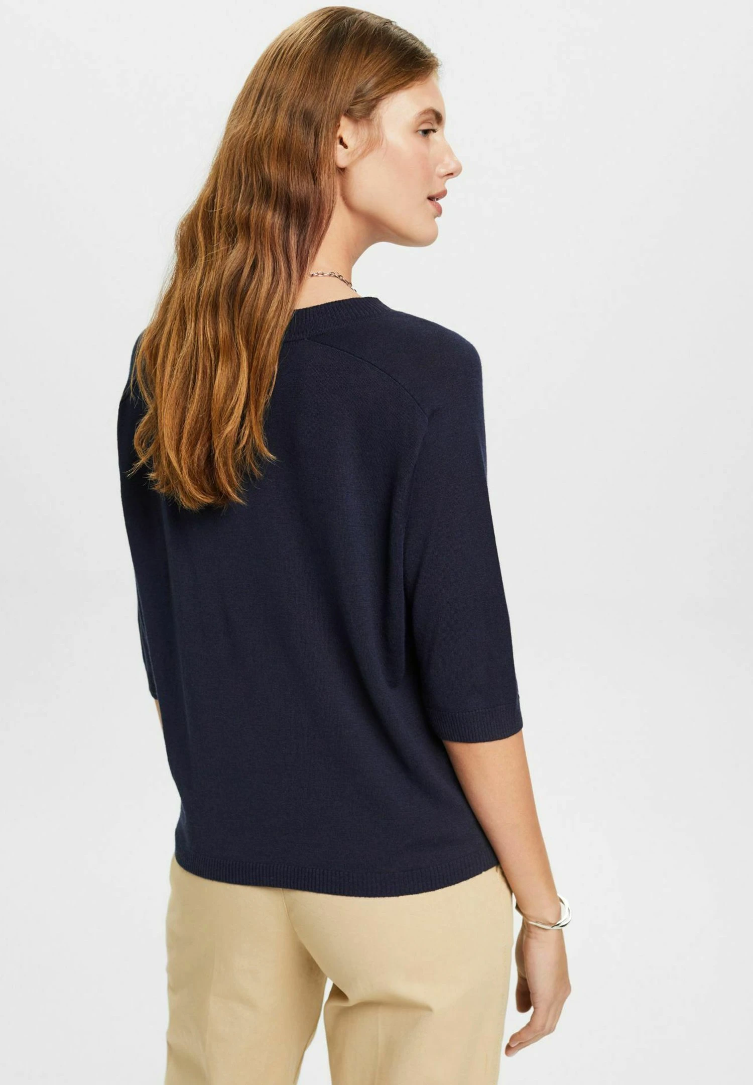 ESPRIT Sus Li Blend Te - T-Shirt Basic - Navy 3 ESPRIT Sus Li Blend Te - T-Shirt Basic - Navy - Afbeelding 3